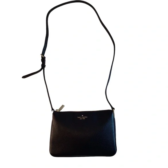 Kate Spade Purse Leila Triple Gusset Crossbody Black Pebbled Leather Medium Bag - Picture 10 of 13